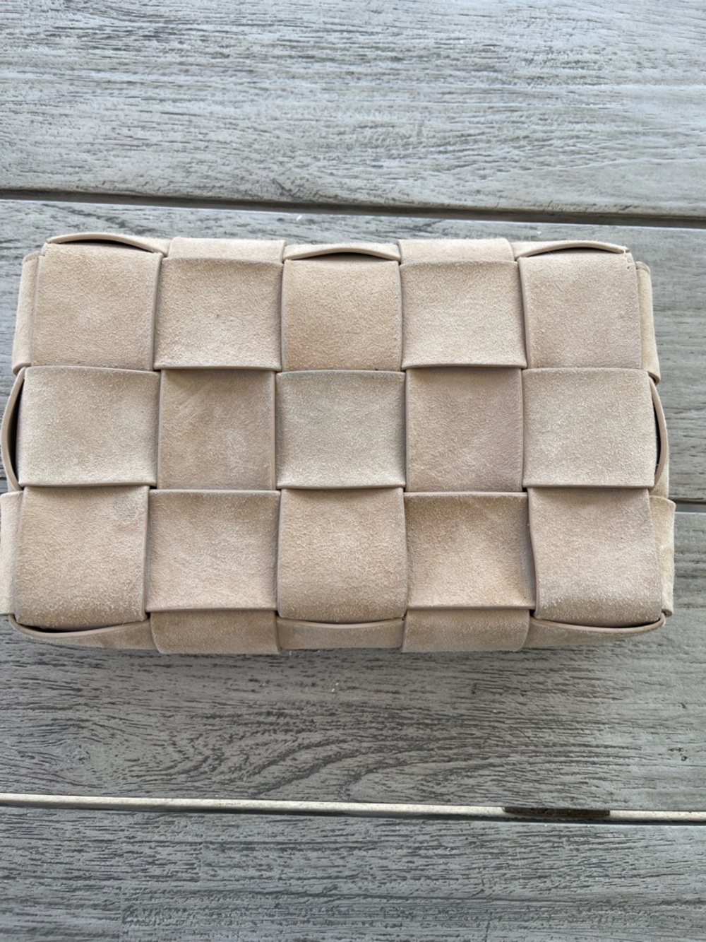 J McLaughlin Una Neutral Woven Suede Leather Crossbody Bag - Picture 5 of 11